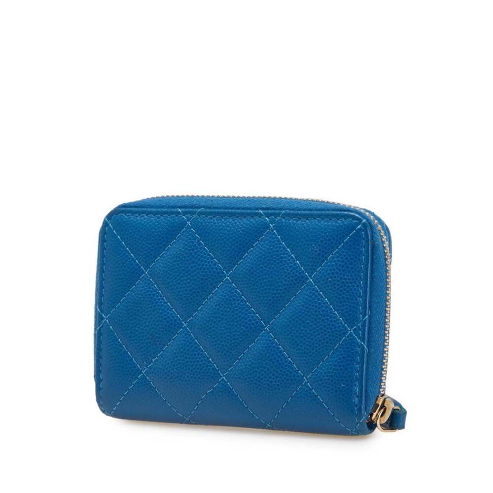 CHANEL Blue Caviar Leather Logo Wallet - Picture 2 of 10